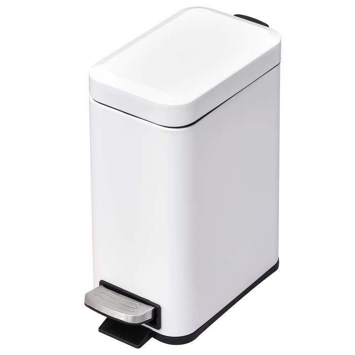 HOMCOM 5L Step Trash Can, Cosmetic Can, Waste Bin with Lid and Foot Pedal, Trash Container with Inner Bucket, Bathroom Trash Can for Living Room, Office, Metal, White, 29.2 x 14 x 32 cm | Aosom