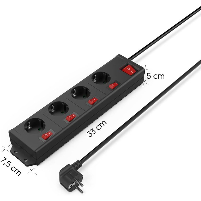 Мережевий фільтр Hama з перенапруженням, 6 розеток, поворот на 90°, чорний, 1.4м кабель
