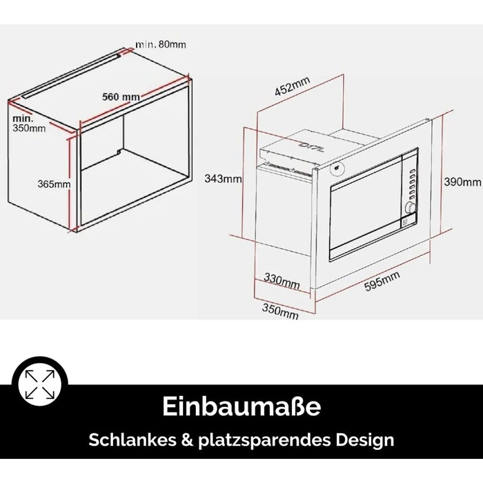 Мікрохвильова піч Wolkenstein WMW800-20GB: 800W, 20л, 6 рівнів потужності, 9 програм, розморожування, LED-дисплей, захист від дітей, чорний