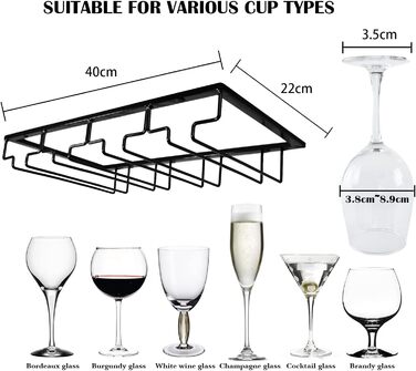 Тримач для келихів з металу, 4 шт., 40 см - для бару, кухні, ресторану