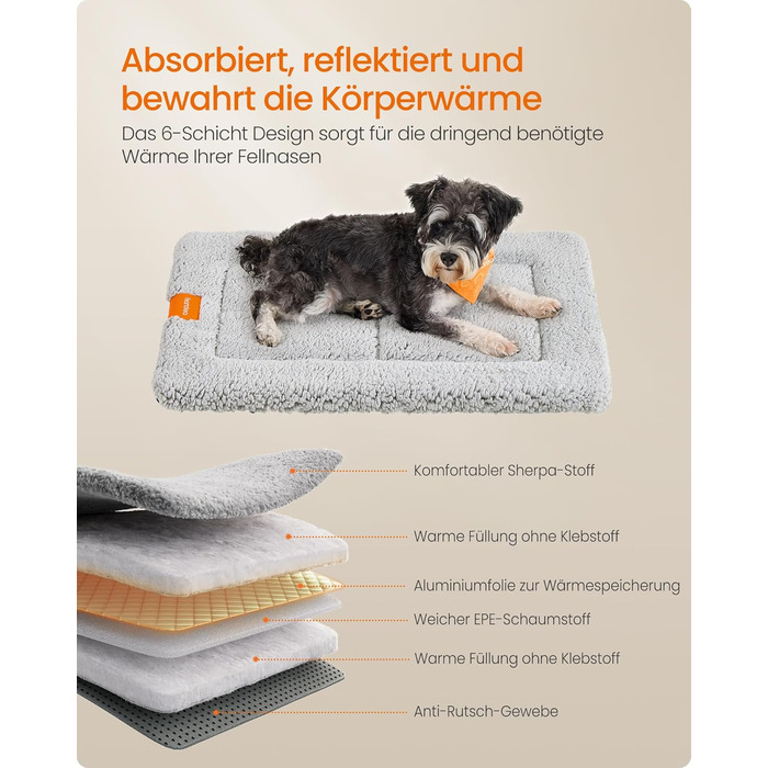 Підстилка для собак та котів Feandrea, 60x45 см, сіра, машинне прання, антиковзаюча