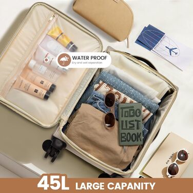 Рюкзак-валіза LOVEVOOK для жінок, 40L, ручна поклажа, водонепроникний, для ноутбука, подорожі, бізнес (20-дюймовий валіза, Бежево-хакі)