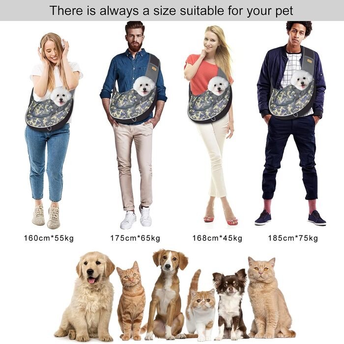 Сумка-кенгуру для собак та котів Cuby Hautier, камуфляж, S, з регулюванням, блискавкою та гачком безпеки