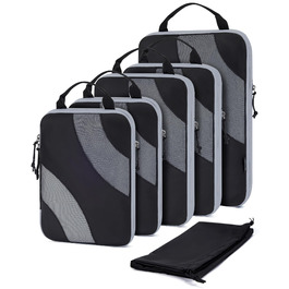 Органайзери для валізи BAGSMART компресійні, набір 6 шт., чорні - ідеальний органайзер для подорожей та ручної поклажі