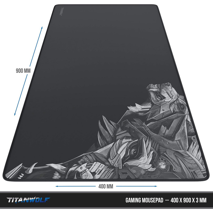 Кисмат TITANWOLF XXL Speed - великий килимок для миші 900x400 мм з антиковзаючим покриттям та мотивом TITANWOLF