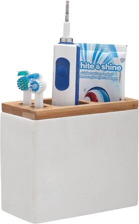 Підставка для електричної зубної щітки Sealskin Grace, органайзер для щітки, насадок та пасти, полирезин, білий, 6 x 12.3 x 10.2 см