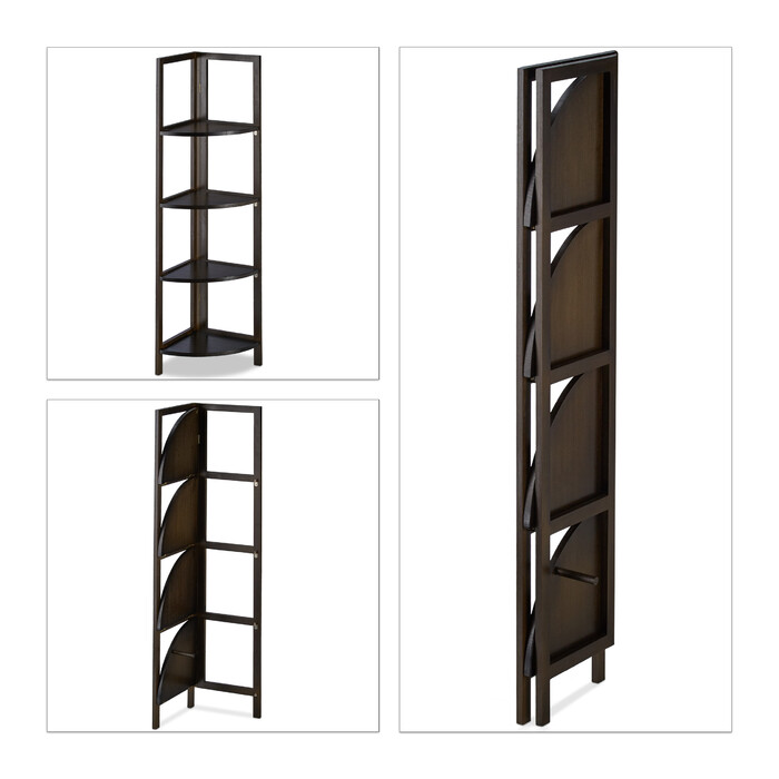 Relaxdays Bamboo Corner Shelf with 4 Shelves