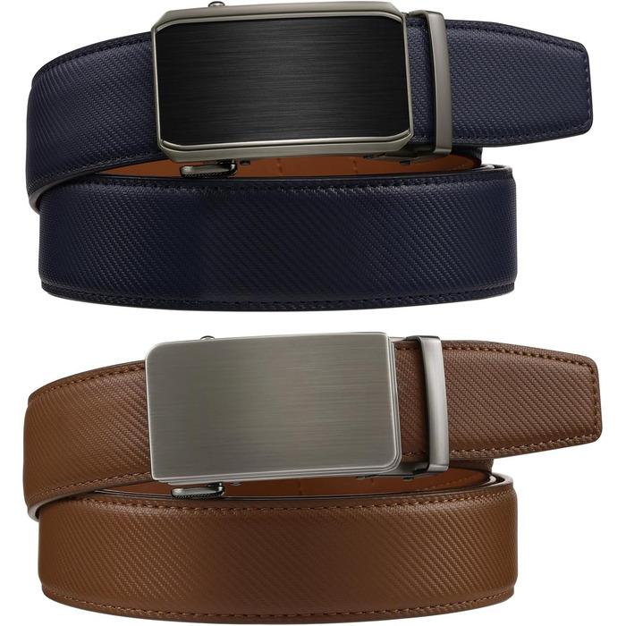 Чоловічий шкіряний ремінь Zitahli з автоматичною пряжкою, регульований (Imperial Blue/Brown, 46-52)