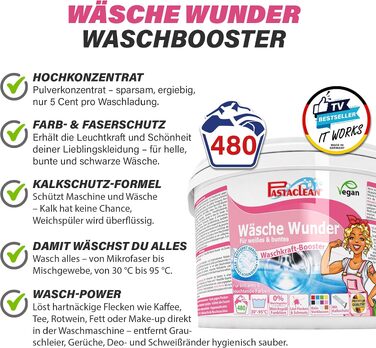 Підсилювач прання та видалення плям Pastaclean Oxi, кисневий відбілювач, 3 кг (на 480 прань)