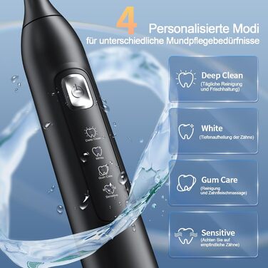 Електрична зубна щітка Y05 2025: 42000 VPM, 4 режими, 6 насадок, IPX7, акумулятор 120 днів