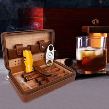 Вишуканий кейс для сигар Time C Club з ножем для сигар та зволожувачем, подарунок для нареченого, на день народження, на День батька