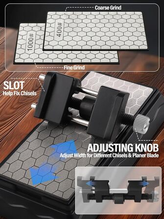 Двобічний алмазний точильний камінь Kalolary для ножів, ножниць, кухонних та туристичних інструментів (400/1000 гріт з доводкою)