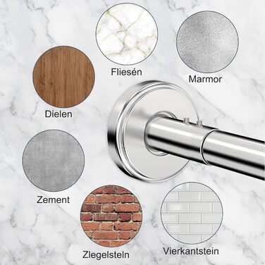 Штанга для душу U/L форми 75×(150-190)×75 см - 2 в 1 (для душу та ванни) з кільцями, без кріплень до стелі