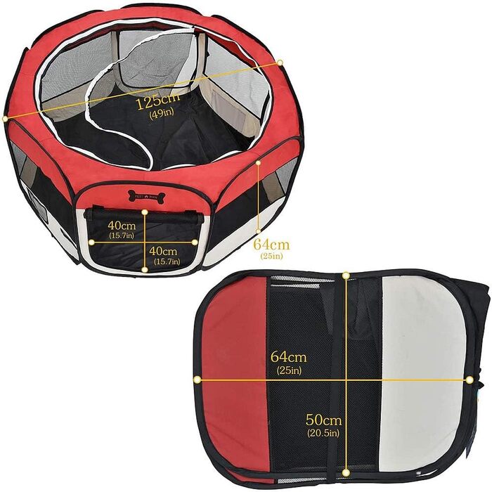 Вольєр для цуценят Melko 125x125x64 см, розкладний, для собак, котів, кроликів (Червоний)