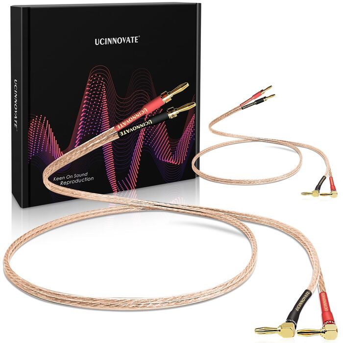 Акустичний кабель UCINNOVATE HiFi OFC 14AWG, 3м, з позолоченими роз'ємами (банановий штекер — Y-подібний затискач), 2 шт. для підсилювача та колонок