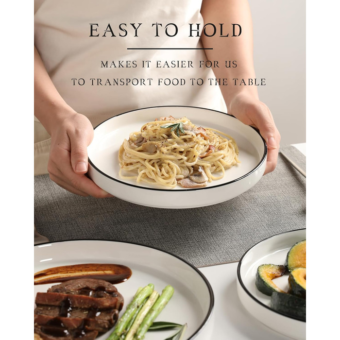 Набір посуду Sweejar Home з кераміки на 4 особи (12 предметів): тарілки та миски з порцеляни, богемський стиль, набір для обіду, безпечний у мийці та мікрохвильовці