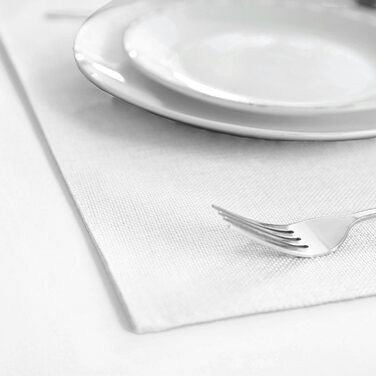 Rinpon Cloth Placemats Set of 8, Linen-Look Fabric Placemats - Machine Washable, Heat Resistant, Wrinkle-Free, Thick Polyester Kitchen Place Mats for Dining Table (White)