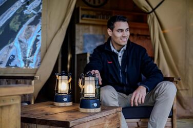 Brennenstuhl LED Rechargeable Camping Lantern CAL 1 (350 lm, IP44, up to 75h runtime, infinitely dimmable, adjustable color temperature, rechargeable USB outdoor lamp with hemp rope and bamboo base)