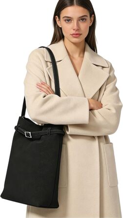 Сумка жіноча Miss Lulu велика шопер Tote Bag з м'якої PU шкіри, чорна (2-в-1)