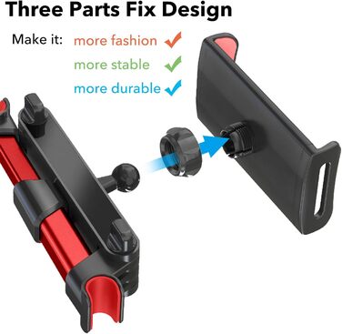 Універсальний тримач для планшета в авто, регульований, для iPad/iPhone/Samsung Galaxy Tab/Kindle Fire HD/Nintendo Switch, 4.4-11 дюймів, червоний/чорний