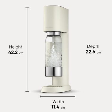 SodaStream enso™ Преміум Газовий Напоєвник | Нержавіюча сталь, дизайн Naoto Fukasawa | В комплекті: пляшка 1 л без BPA, серветка для очищення | Проста заміна CO2, сріблястий | З 1 балончиком CO2 (60 л)