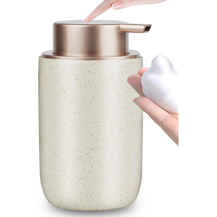 Дозатор для миючого засобу та рідкого мила GIRLUFO, 350 мл, бежевий, з великим насосом. Наповнюваний дозатор для ванної кімнати та кухні. Легкий у використанні.