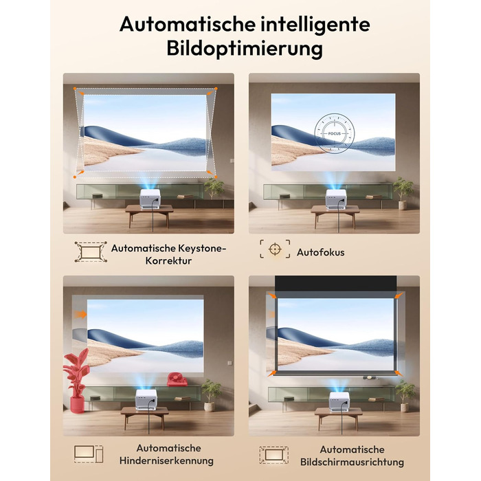 Проектор Smart Beamer N6 Pro: 4K, Full HD, WiFi 6, Автофокус, Netflix, Android/iPhone, для дому та на вулицю