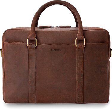 Сумка для ноутбука Leabags Leder Aktentasche (16 дюймів) з натуральної шкіри. Офісна сумка-месенджер через плече для чоловіків та жінок, темно-коричнева