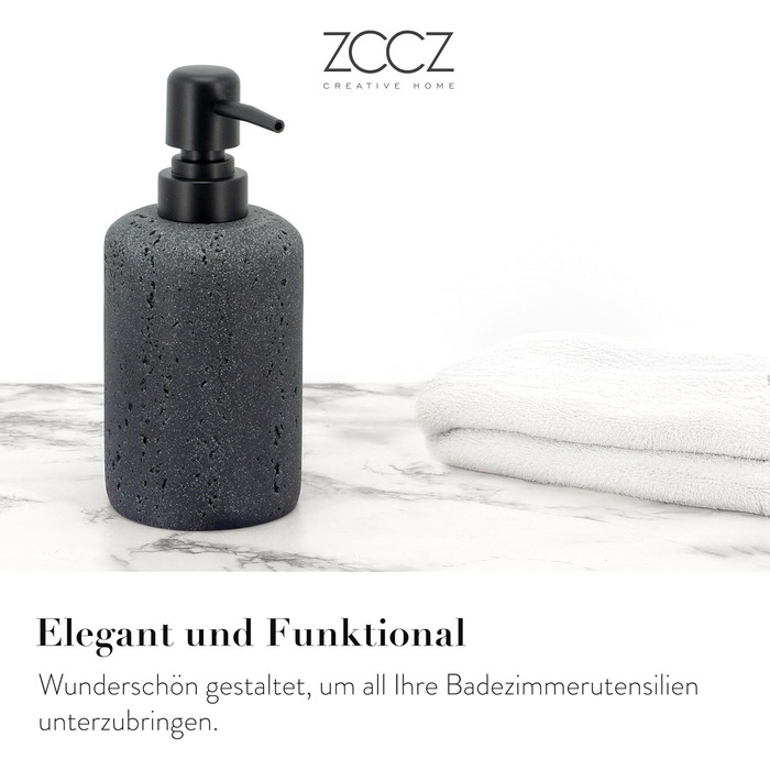 Набір для ванної кімнати ZCCZ 6 предметів: органайзер для зубних щіток, дозатор мила, мильниця, підставка для косметики та ватних паличок. Елегантний декор у мармуровій стилі, пісочний колір (чорний, 4 шт.)