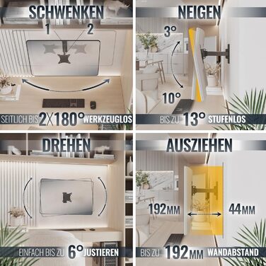 Настінне кріплення для монітора/телевізора RICOO S3911 13-34 дюйми VESA 75x75/100x100 поворотне