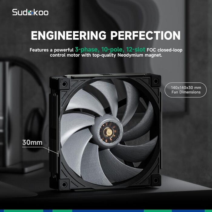Кулер для процесора Sudokoo SK700V AM5 з дисплеєм та 6 heatpipes: 120мм вентилятор для AM5, безперешкодний доступ до RAM, 5 років гарантії (SK700V Чорний + MACH140)