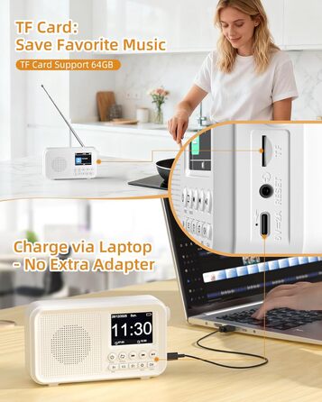 Портативне DAB/FM радіо з Bluetooth, кольоровим дисплеєм 2.4