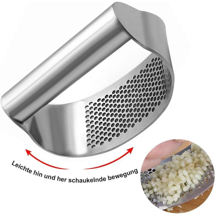 Прес для часнику з нержавіючої сталі, подрібнювач часнику та імбиру, кухонний аксесуар, срібний