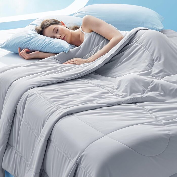 Охолоджуюча ковдра BEDSURE двостороння літня 155x220 см Arc-Chill - ковдра для сну при нічній пітливості, сіра