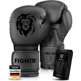 Боксерські рукавички FIGHTR® - Максимальний захист та стабільність | Для боксу, ММА, муай-тай та кікбоксингу | Розміри 8-16 oz, з сумкою 12 oz All Black