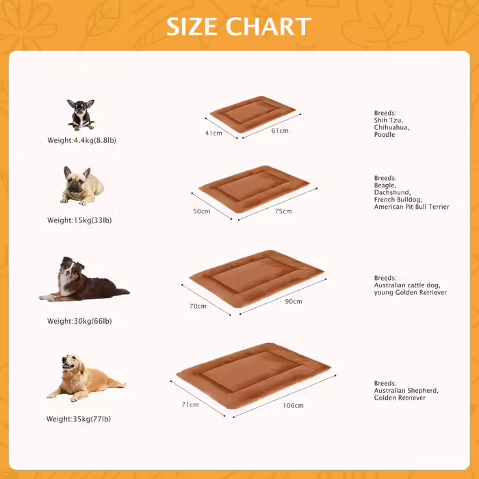 Dog Bed Soft and Warm Mat Dog Cushion Washable Cozy Reversible Pet Sofa Cushion PS085 (90x70 CM, Orange)