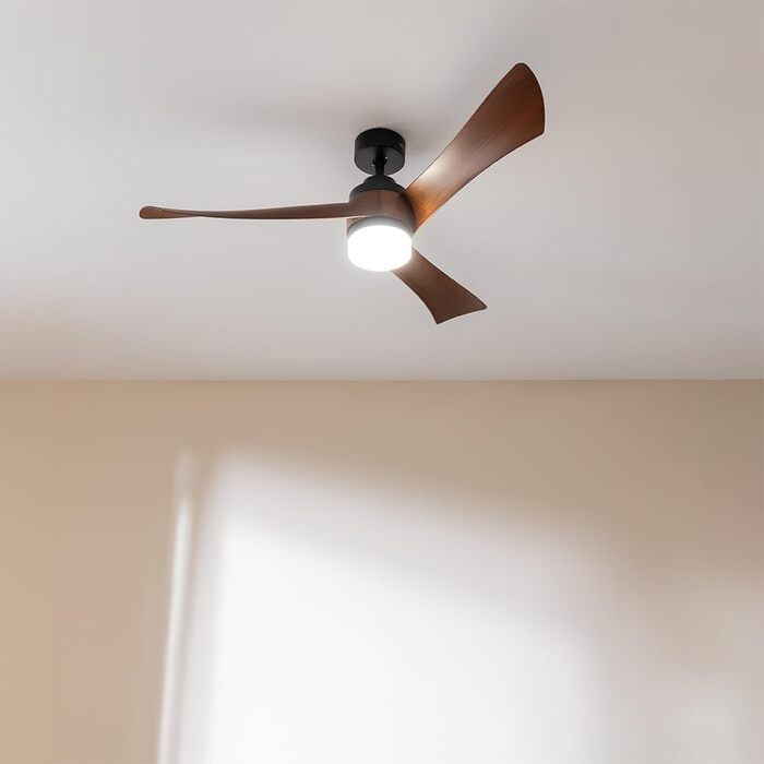 Стельовий вентилятор Cecotec EnergySilence Aero 5280 LightWood з LED підсвіткою 18W, діаметр 132 см, пульт, DC-мотор, чорний