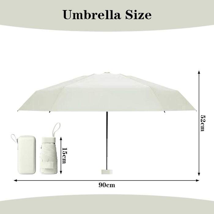 Компактний дощовий парасолька, маленький UV-парасолька, вітростійкий парасолька з капсульною ручкою, портативний парасолька для чоловіків та жінок (білий)