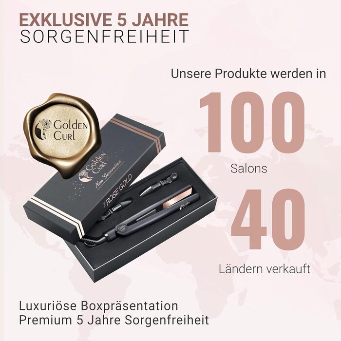 2-in-1 Hair Straightener & Curling Wand - Rose Gold - 5 Year Worry-Free Guarantee