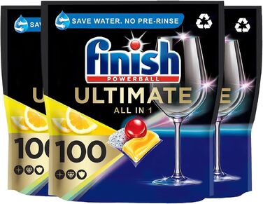 Таблетки для посудомийних машин Finish Powerball Quantum Ultimate, 100 шт (3 упаковки по 33-34 шт)