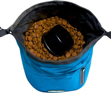 Сумка для корму для собак Callieco з міркою та кишенькою, водонепроникний контейнер для дому, подорожей, кемпінгу, 64 порції (Блакитний)