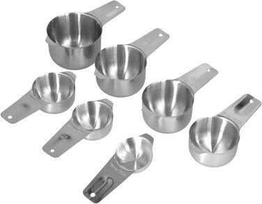 7-Piece Stainless Steel Measuring Cup Set, Stackable Soup Spoon Measuring Set, Measuring Cups and Spoons with Scale, Kitchen Measuring Sets for Cooking and Baking