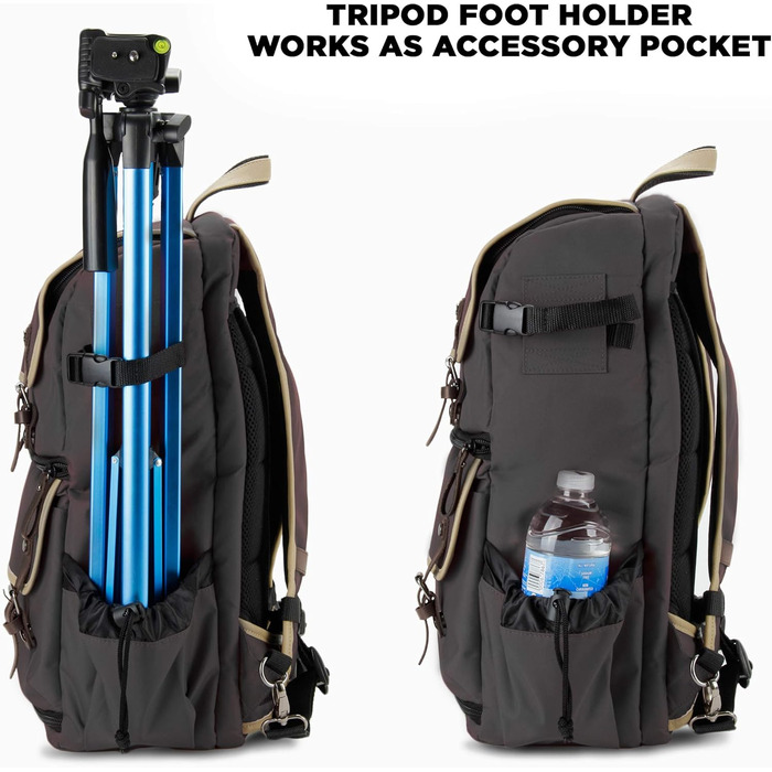 GOgroove Рюкзак для камери: DSLR рюкзак для подорожей, з відділенням для ноутбука та штатива, водонепроникний, сірий