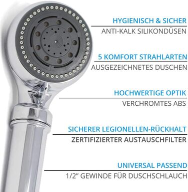 Фільтр для душу від легіонели Legionellenfilter Safety Chrome - сертифікований, миттєвий захист, висока якість
