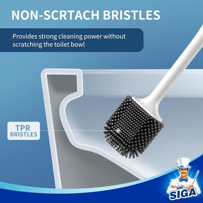 Настінна щітка для туалету Mr.Siga з тримачем, без свердління, біла