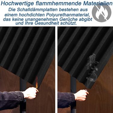 Акустичний поролон для звукоізоляції стін, вогнестійкі шумопоглинаючі панелі для студії, офісу та дому, 30x30x2,5 см, 12 шт.