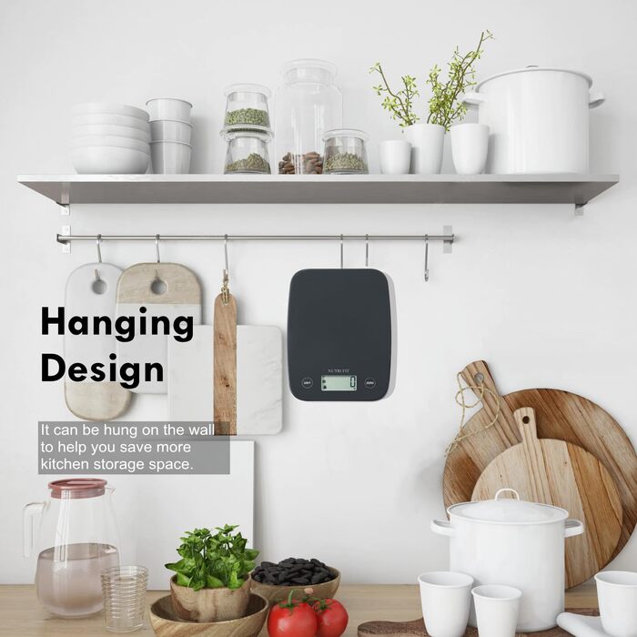 Кухонні ваги Nutri Fit: цифрова вага з нержавіючої сталі, ультраплоска, LCD-дисплей, 5 кг, 4 одиниці вимірювання