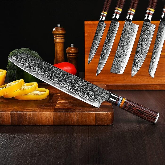 Ніж кухарський FANTECK Kiritsuke Damast 24 см, сталь VG-10 (67 шарів), рукоять Pakkawood, в подарунковій коробці