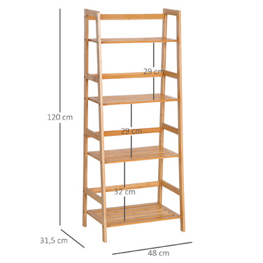 HOMCOM Bookshelf Standing Shelf with 4 Levels Storage Shelf made of Bamboo Office Shelf for Living Room, Bedroom, Office, Natural | Aosom