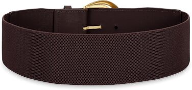 Жіночий широкий пояс-кушак WHIPPY, еластичний, з золотою пряжкою, 110 см, розмір талії 94-114 см (колір кавовий/золотий)